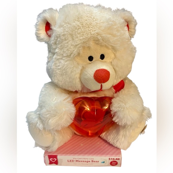Cuddly White Teddy Bear with Red Nose and Light-Up Singing Heart - Picture 10 of 11
